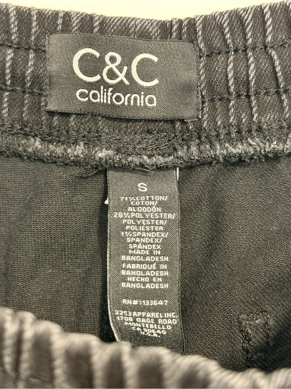 C&C California Black Elastic Drawstring Utility Shorts Size Small